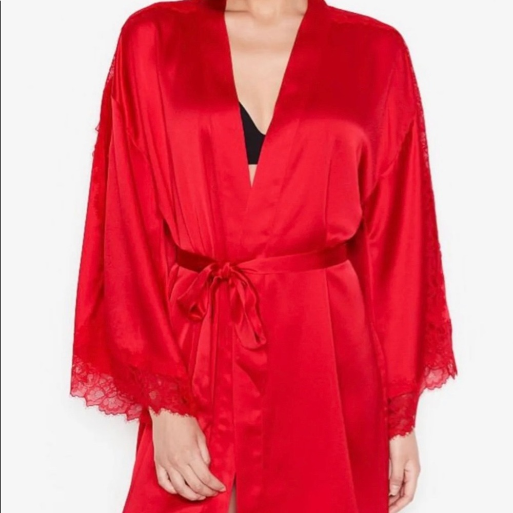 Victoria's Secret Red Lace Inlet Robe